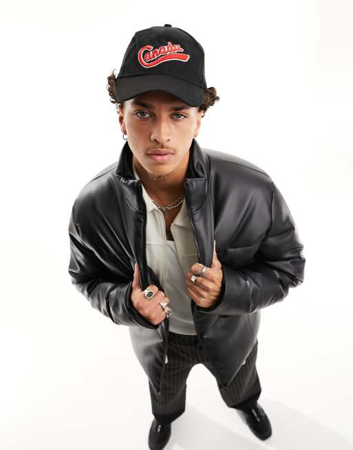 ASOS Baseball Cap In Black Faux Leather