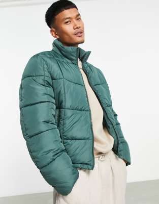 ASOS DESIGN puffer jacket in green