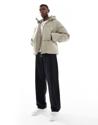 Asos Design Puffer Jacket In Neutral