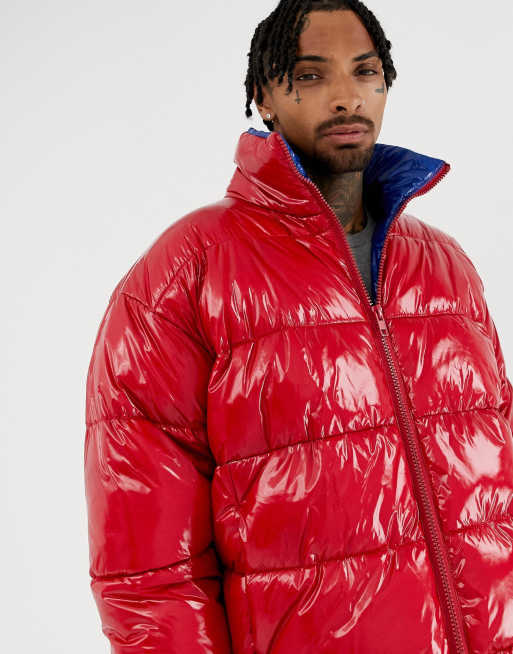 Asos red puffer jacket sale