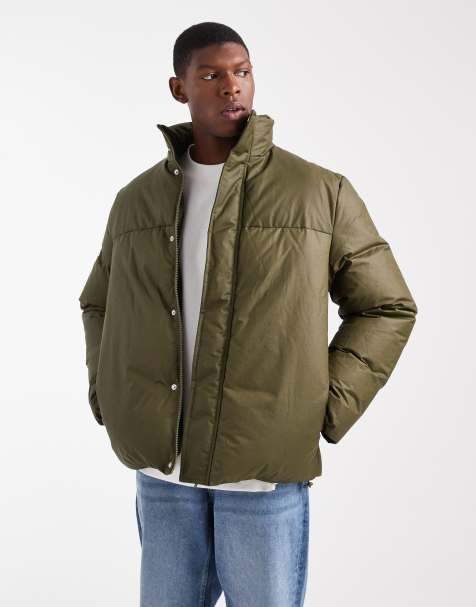 ASOS DESIGN puffer jacket in khaki - view 1