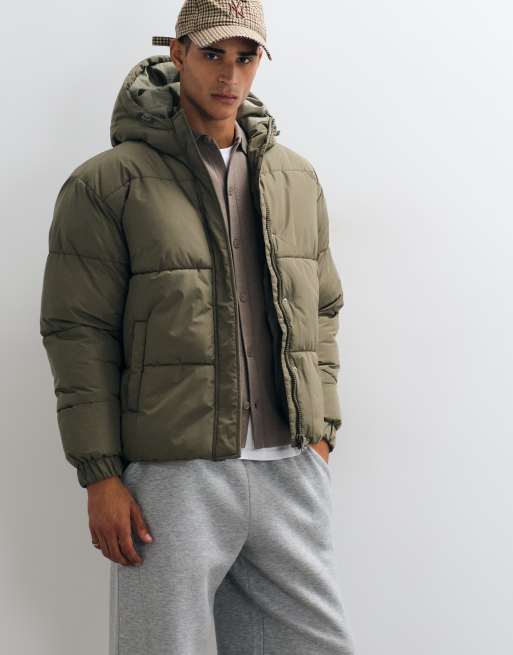 ASOS DESIGN puffer jacket in khaki, 3 of 5