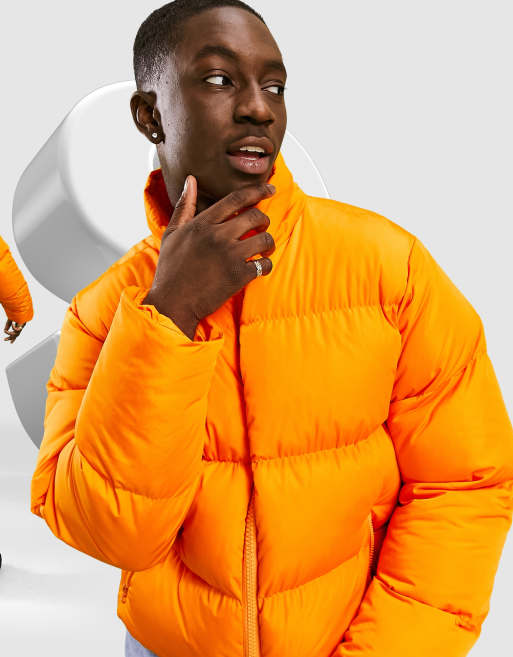 Orange puffer coat on sale mens