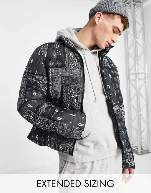 ASOS DESIGN puffer jacket in paisley print