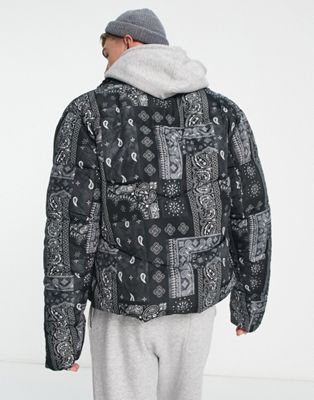 ASOS DESIGN puffer jacket in paisley print
