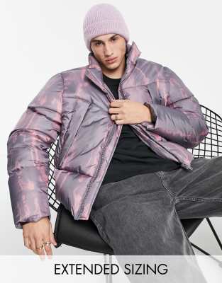 ASOS DESIGN puffer jacket in purple tie dye - ASOS Price Checker