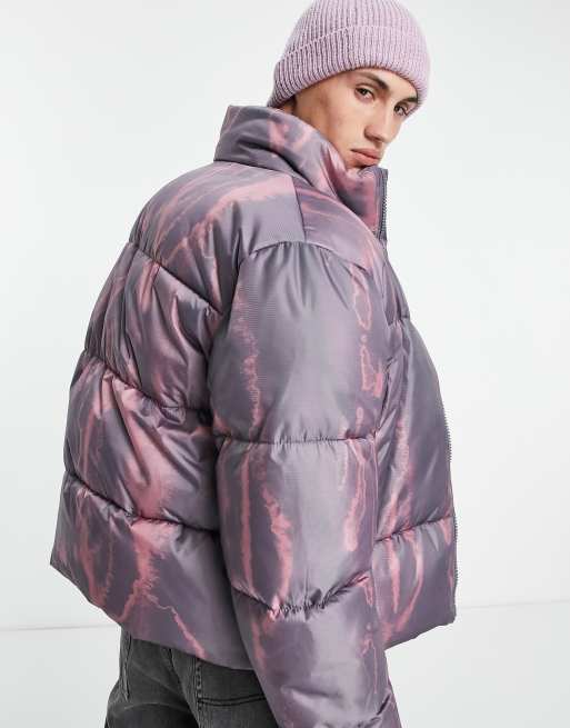 Ellesse padded jacket cheap in washed tie dye