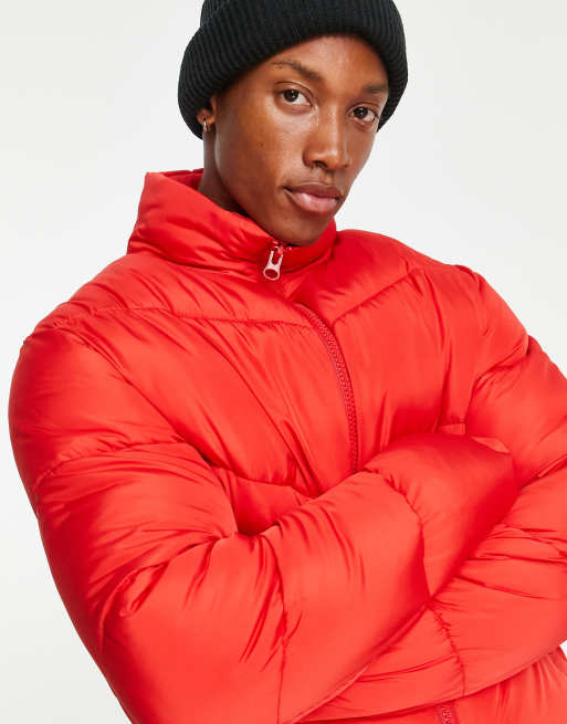 ASOS DESIGN puffer jacket in red