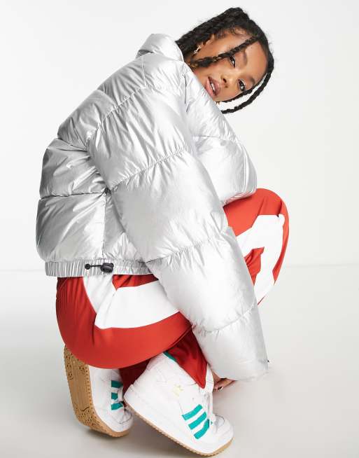 ASOS DESIGN puffer jacket in silver