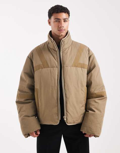 ASOS DESIGN puffer jacket in stone - view 1