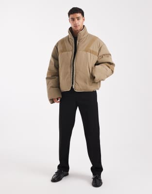 Asos Design Puffer Jacket In Brown