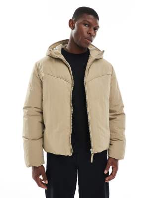 Asos Design Puffer Jacket In Neutral