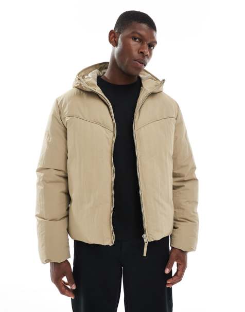 ASOS DESIGN puffer jacket in stone - view 1