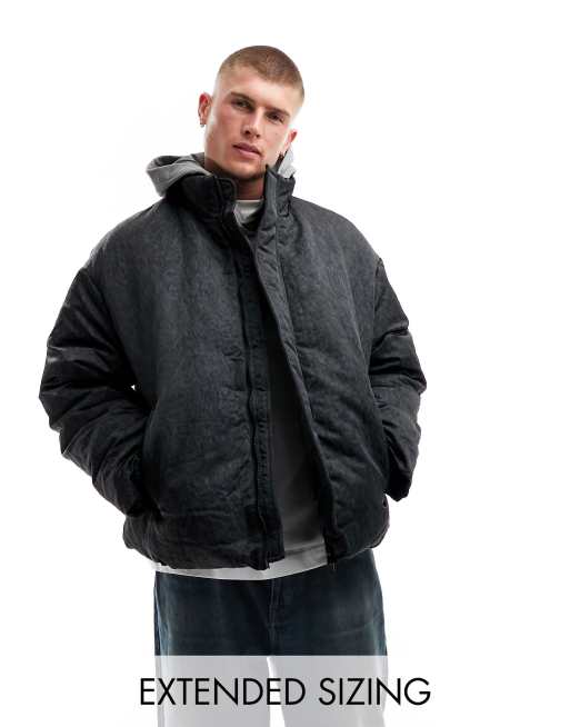 Puffer jacket store washed black