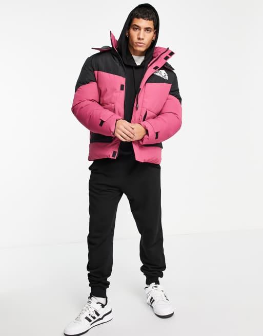 ASOS DESIGN puffer jacket with contrast panels in pink