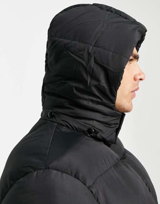 Asos design sustainable puffer jacket with hood in black hot sale