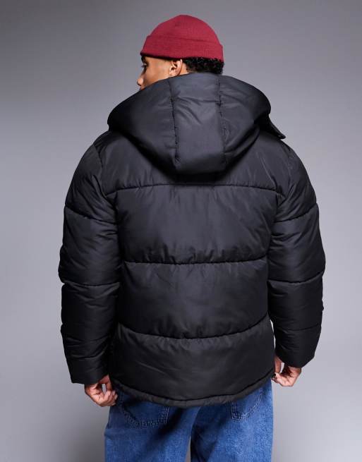 Asos black puffer fashion coat