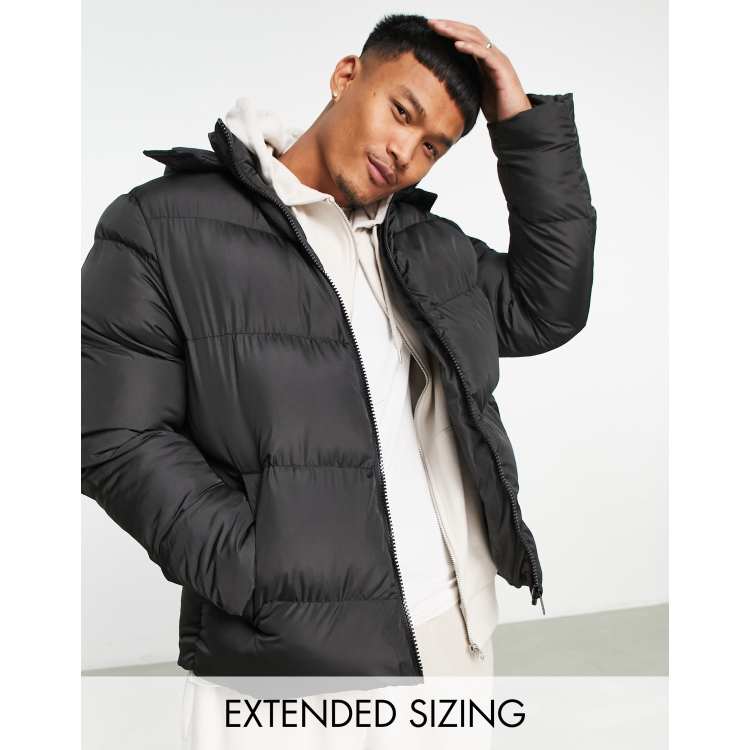 HOODED DOWN JACKET - Black