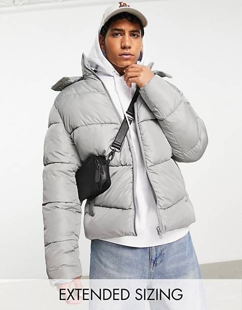Longline puffer jacket with detachable hood in & Daunenjacken ASOS Herren Kleidung Jacken & Mäntel Jacken Puffer 