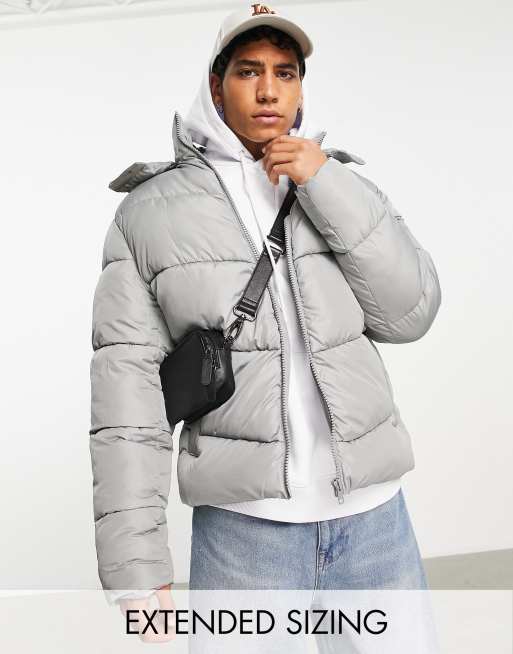 ASOS DESIGN puffer jacket in silver