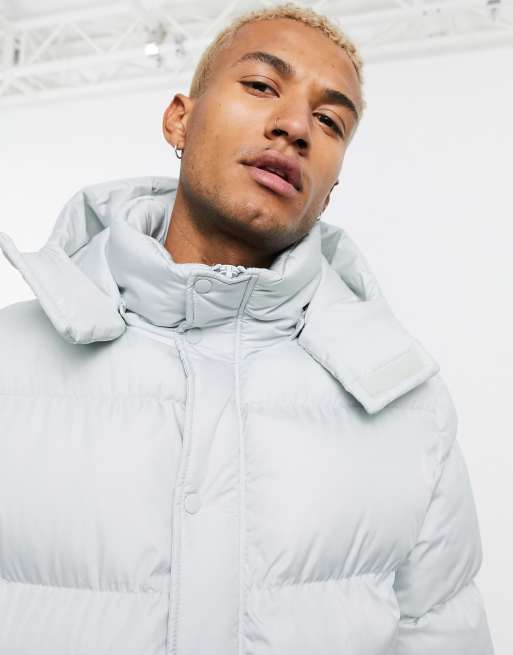 Asos design sustainable puffer jacket with hood best sale in black