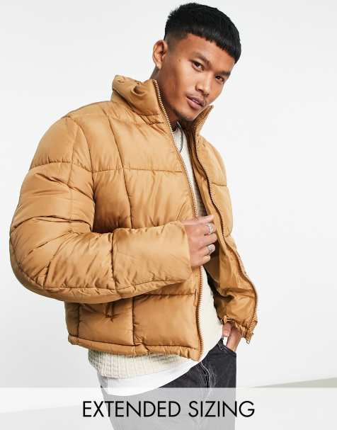 Mens puffer jacket with fur online hood