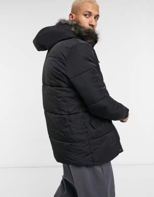 asos padded coat with fur hood