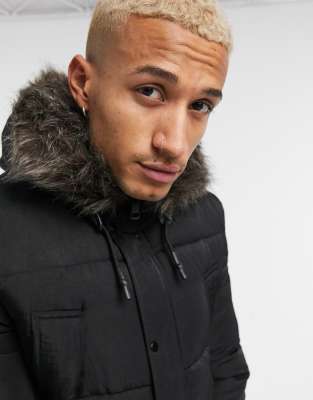 asos padded coat with fur hood