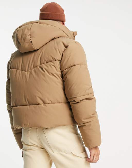 ASOS DESIGN longline puffer vest in camel