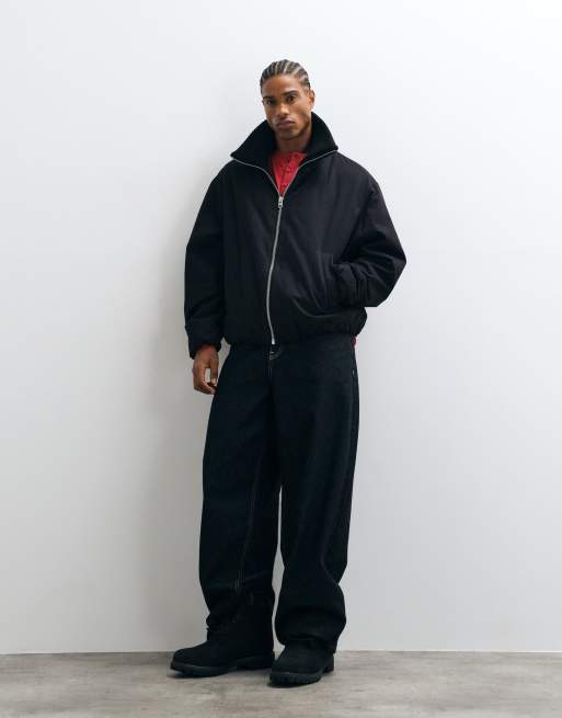 ASOS DESIGN puffer jacket with rib neck in black, 2 of 5