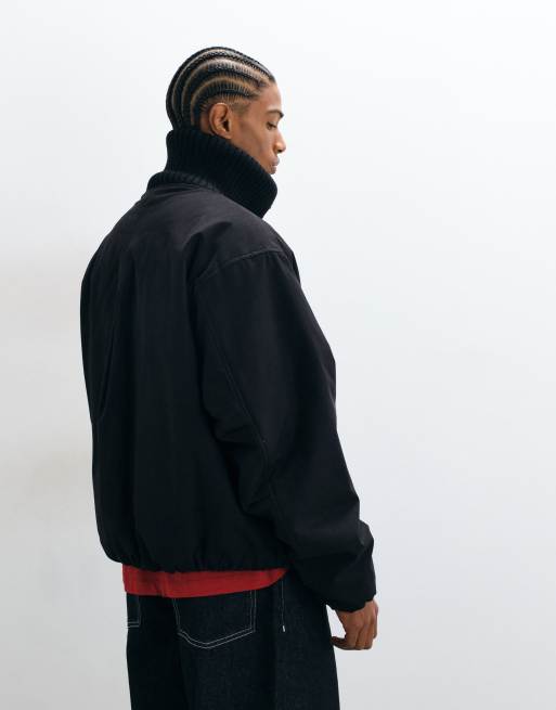 ASOS DESIGN puffer jacket with rib neck in black, 5 of 5