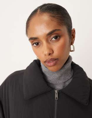 Asos Design Puffer Jacket With Top Collar In Black