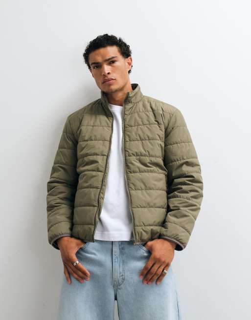 ASOS DESIGN puffer liner jacket in khaki, 5 of 5