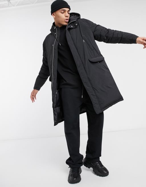 ASOS DESIGN  puffer parka  jacket  in black ASOS