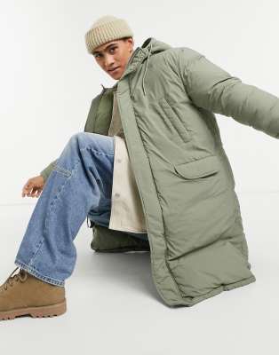 ASOS DESIGN puffer parka jacket in green