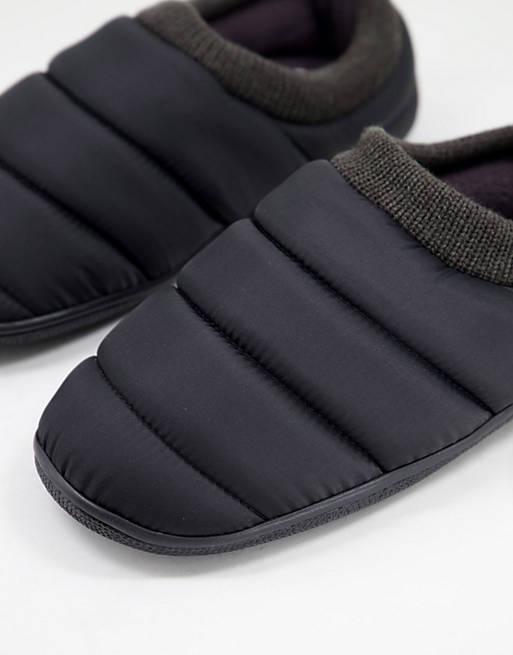 Men puffer pull on slipper in grey 