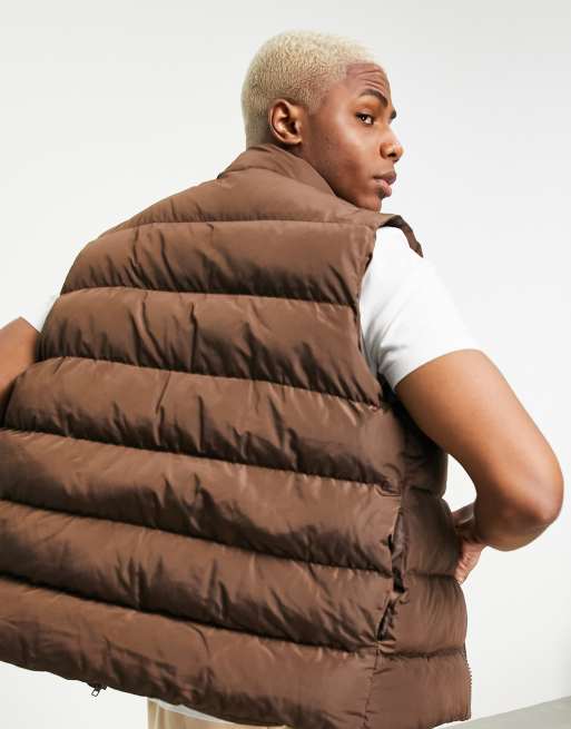 ASOS DESIGN puffer quilted vest in brown