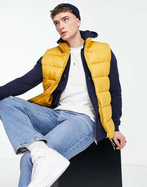 Mens yellow shop puffer vest