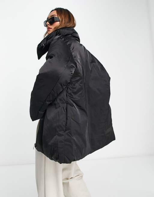 Asos design puffer 2025 with hood in black