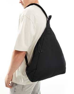 puffer sling backpack in black