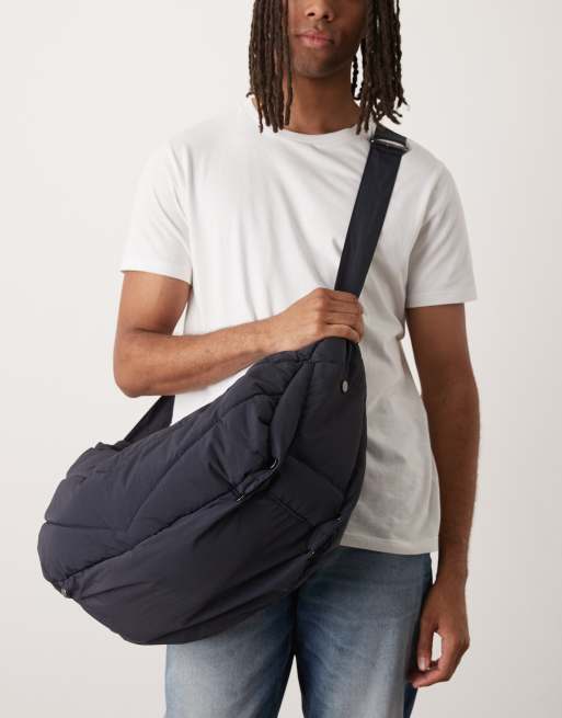 ASOS DESIGN puffer sling cross-body bag in navy