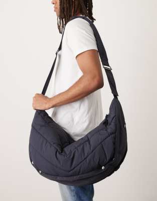 Asos Design Puffer Sling Cross-body Bag In Black
