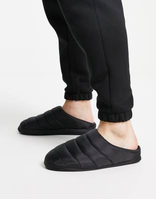 ASOS DESIGN puffer slippers in black - ASOS Price Checker