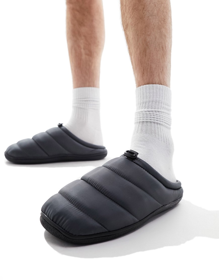 ASOS DESIGN puffer slippers in grey