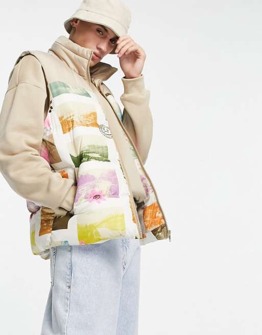 ASOS DESIGN puffer vest in all-over print