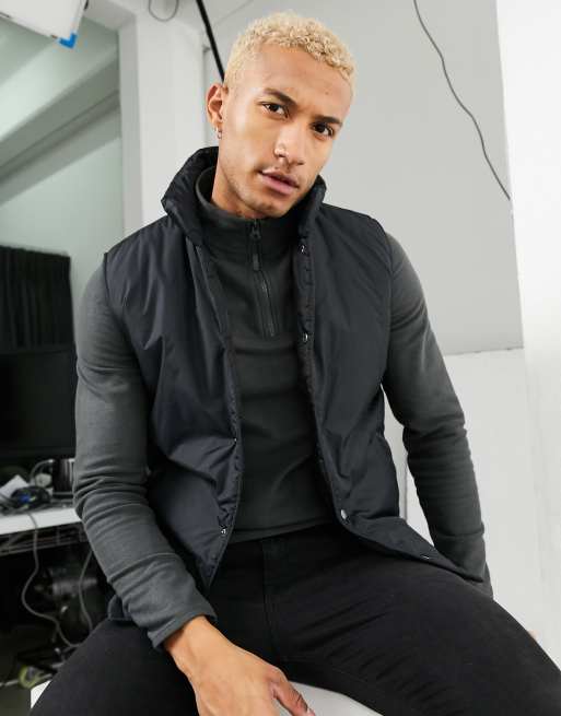 ASOS DESIGN longline puffer vest in black