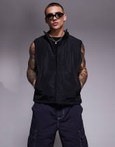 Gramicci checkered sherpa vest in navy | ASOS