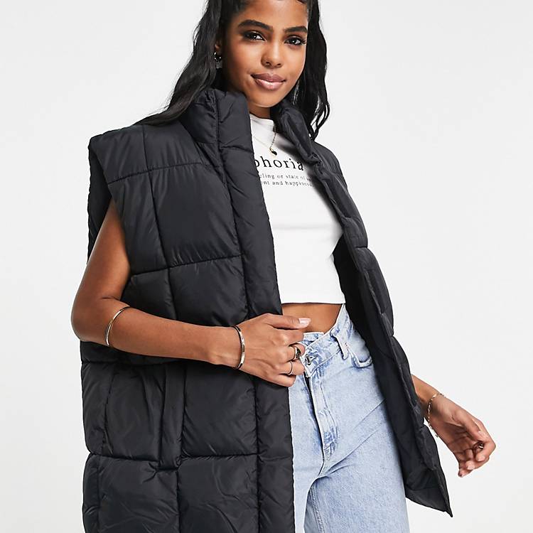 Womens Clothing Jackets Waistcoats and gilets ASOS Oversized Puffer Vest in Black 