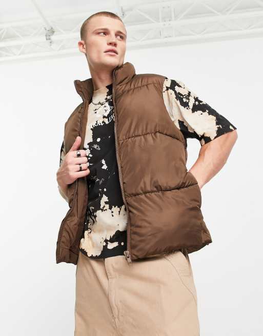 ASOS DESIGN puffer vest in brown