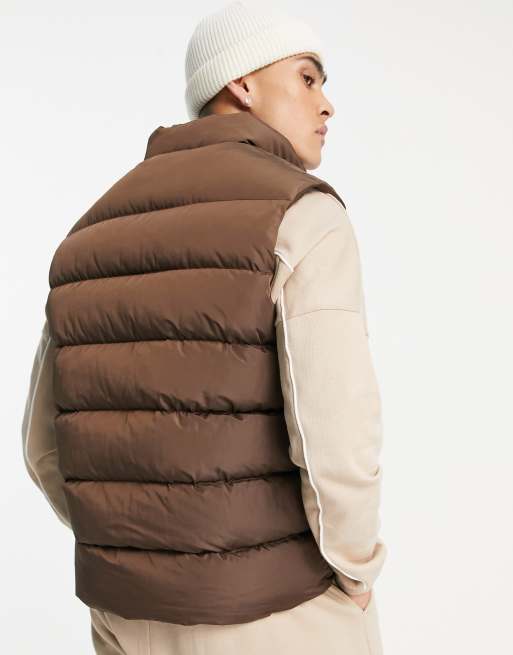 Puffer Vest /BLACK/BROWN/ Brown / M